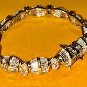 Large, heavy 925 Sterling Silver and CZ bracelet